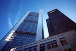 Commerzbank skyscraper stretches into the blue sky
