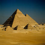 Pyramids of Menkaure, Khephren and Khufu at Giza