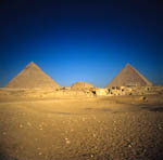 The pyramids of Khephren and Khufu at Giza