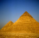The pyramids of Khufu and Khephren at Giza