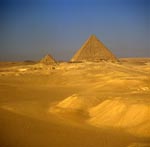 The pyramids of Khufu and Menkaure at Giza